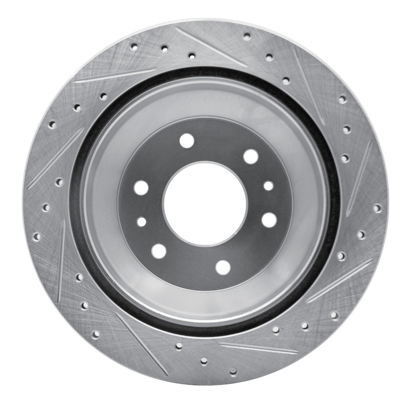 Buick Rainier Brake Rotor (1) - Rear Left - R1 Concepts - Drilled & Slotted - Silver - `02-`09